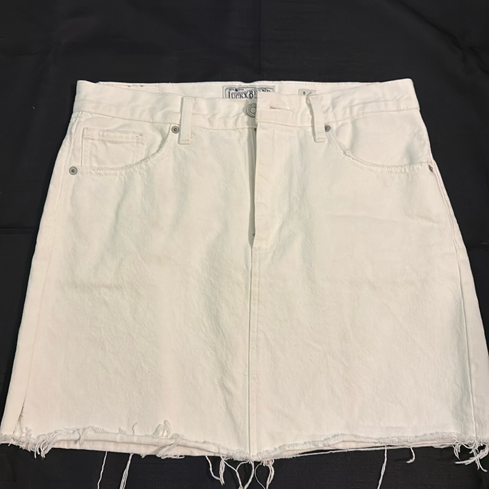 Women White Lucky Brand Jean Skirt SZ 8/29